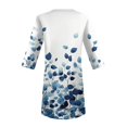 thumbnail image 5 of WTOBBY Women's Fashion Casual Retro Floral Print V-Neck Mid-Length Tunic Tops with Pockets, 3/4 Sleeve Blouses, Versatile and Stylish Shirt,White L, 5 of 5