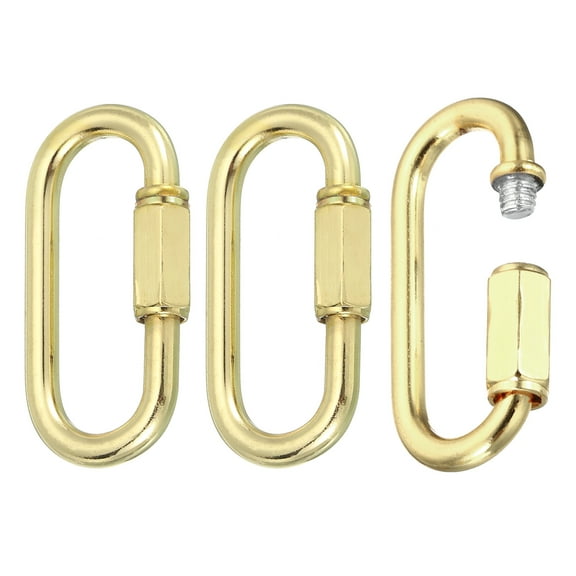 Chain Connectors, 5mm Thick Quick Link Screw Lock Oval Clips for Chandelier Pendant Lights, Pale Gold, Pack of 3