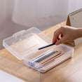 thumbnail image 6 of Plastic Pencil Case Box Clear Solid Color Casual Large Storage Boxes Containers with Buckles for Office Blue 7.9 In, 6 of 6