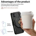 thumbnail image 6 of 2 in 1 Wallet Case for Apple iPhone 11, Detachable Magnetic Back Cover Cards Slots Zipper Pocket Ring Holder Magnetic Closure Protective Drop Proof Case Cover for Women Men,Black, 6 of 11