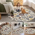 thumbnail image 6 of 4ft Washable Round Rug, Floral Boho Non-Slip Circle Area Rug for Living Room Bedroom, Retro Indoor Floor Mat for Home Decor, 6 of 9