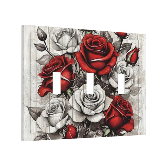 Placa decorativa para interruptor de luz Yamxbfa, rosa roja rústica
