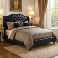 thumbnail image 2 of Magnificent Faux Leather Upholstered Eastern King Size Bed Black, 2 of 3