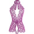 thumbnail image 1 of Lingerie pour Femmes Décolleté Profond une Pièce Justaucorps en Peluche Violet Moyen, 1 of 1