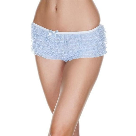 Music Legs Women's Micro mesh lace ruffle trim tanga shorts 115-BABYBLUE