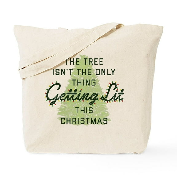 CafePress - Funny Getting Lit Christmas Tote Bag - Unisex Canvas Tote Bag, Beige, 1-Piece