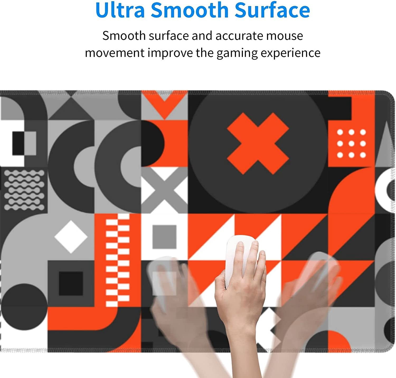 XL Large Gaming Mouse Pad with Stitched Edges, Abstract Geometric Extended Mousepad Desk Mat with Non-Slip, Big Long Keyboard Pad for Computer Laptop for Gamer Office Decor, (Dark Black, 31.5*11.8 In)