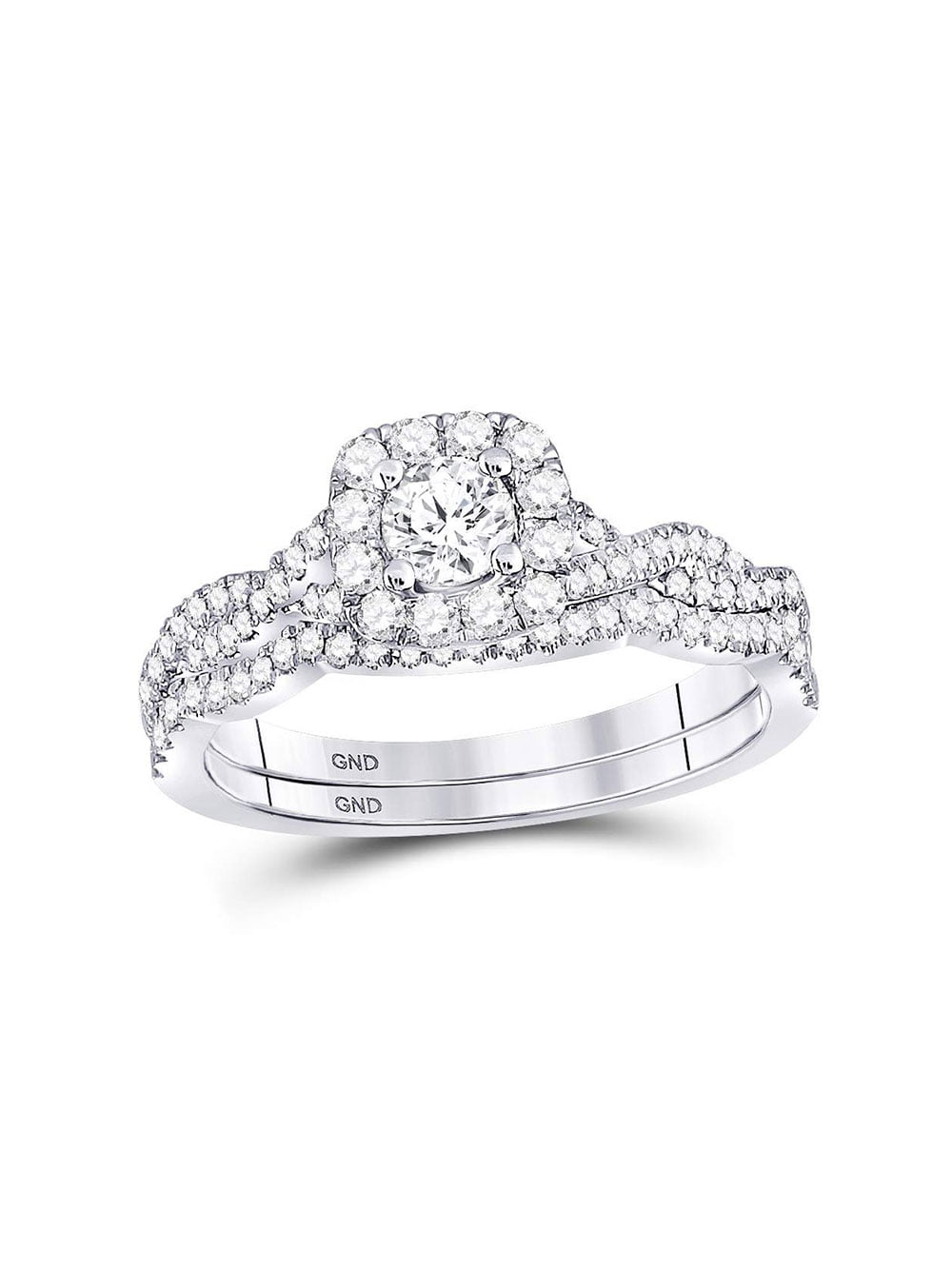 Solid 14k White Gold Round Diamond Twist Bridal Wedding Engagement Ring ...