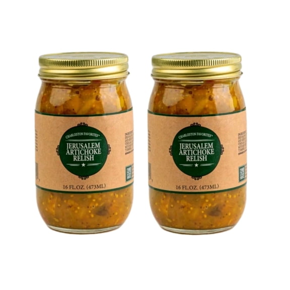 Charleston Favorites Jerusalem Artichoke Relish 2-Pack, 16 oz Jars – Southern Gourmet Pickle Relish, Small-Batch, Tangy & Sweet Condiment, Made in USA