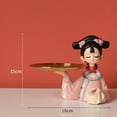 thumbnail image 2 of Chinese Creative Girl Figurine Cookie Modern Entrance Key Holder Collectible Sculpture Jewelry Trinket Tray Statue Home Decor , 18x15cm, 2 of 12