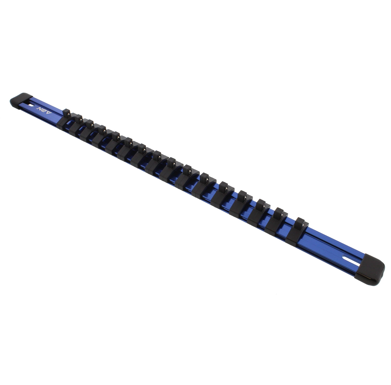 Socket Rail and Clips Tool Organizer ABN Blue Aluminum SAE Standard 1/2 Inch Drive Socket Holder 