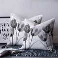 thumbnail image 3 of Tulip Black White Throw Pillow Covers, Soft Pillowcases with Invisible Zipper, Spring Floral Botanical Bloom Decorative Square Pillow Cushion Covers for Living Room Couch Sofa Bed 26x26 Inches, 3 of 8