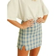 thumbnail image 3 of Inevnen Women Plaid Skirt High Waist Split Mini Bodycon Skirt A-line Mini Skirts, 3 of 6