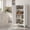 White, variant on Spaco 47" Steel Adjustable 2-Door Kitchen Pantry Cabinet with Magnetic Doors, Gold Handles & 4 Heavy-Duty Shelves, Striped Storage Cabinet for Kitchen, Living Room, Office, White