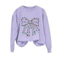 thumbnail image 4 of HOMBOM Womens Graphic Sweatshirts Crewneck Pullover Holiday Long Sleeve Xmas Christmas Bow Christmas Tops for Ladies, 4 of 4