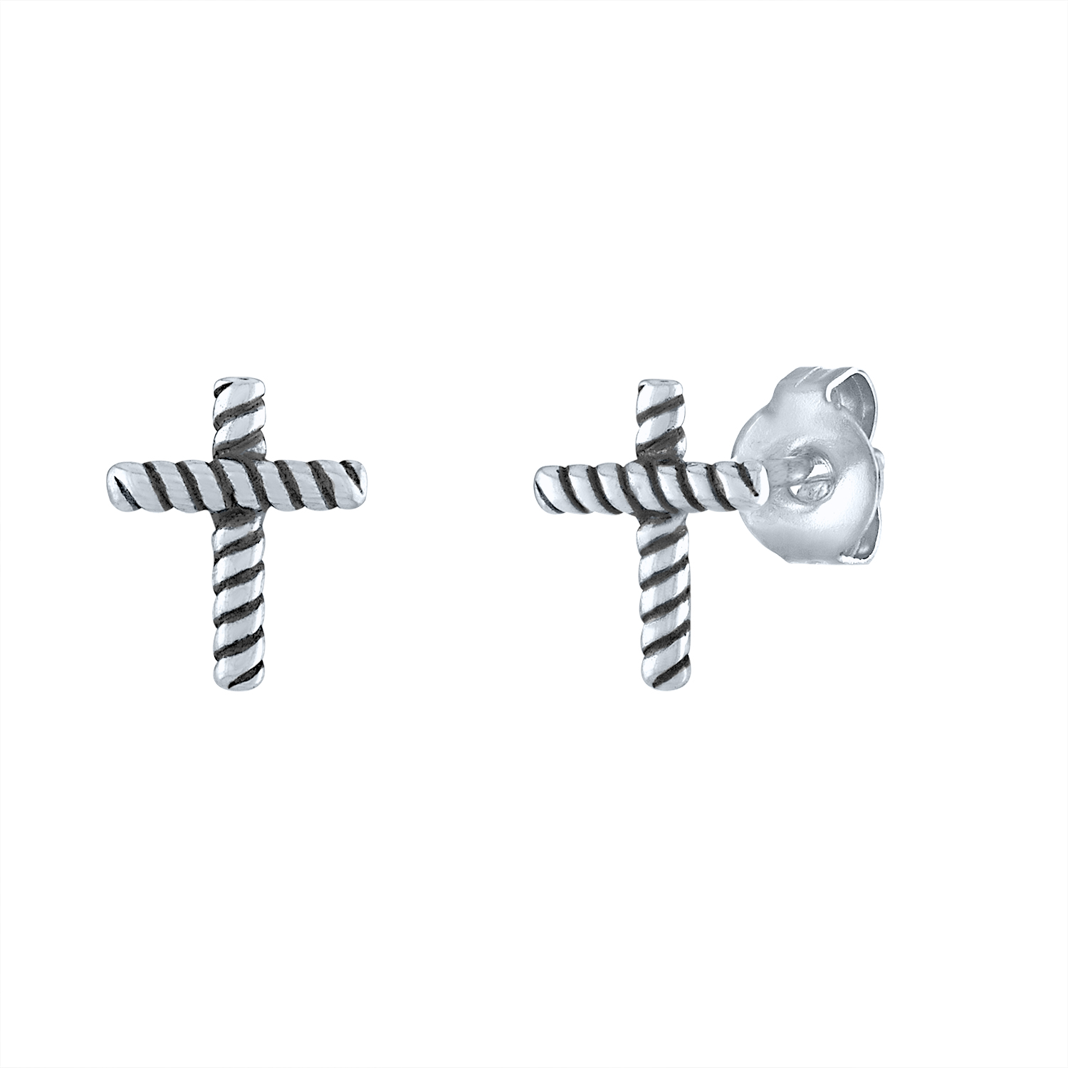 Ladies Brilliance Fine Jewelry Sterling Silver Heart And Cross Rope Earring Set