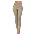 thumbnail image 1 of Lover Brand Fashion High Waisted-Rise Ladies Multi-Color Denim Stretch Skinny Colored Ripped Pants Jeans for Curvy Women L, Khaki, 1 of 2