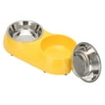 thumbnail image 4 of Cuencos dobles antideslizantes de acero inoxidable para mascotas, alimentador de agua para alimentos domésticos para mascotas medianas y pequeñas (S amarillo), 4 of 8