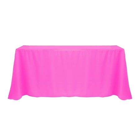 

Ultimate Textile (3 Pack) 108 x 156-Inch Rectangular Polyester Linen Tablecloth with Rounded Corners - for Wedding Restaurant or Banquet use Neon Pink