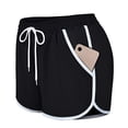 thumbnail image 1 of Pantalones cortos deportivos de cintura elástica con cordón de doble capa para mujer con bolsillos,Black-M-Black-M oso de fresa Electrónica, 1 of 4