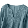 thumbnail image 5 of Holzkary Embroidered Boho Tops for Women Summer Gauze Shirts Summer Tops for Women Elbow Sleeve 3/4 Length Sleeve Womens Tops Vacation Beach Solid Blouses Retro Embroidered 3/4 Sleeve Boho Tops, 5 of 8