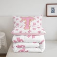 thumbnail image 5 of Manfei Sweet Monogram T Twin Comforter Sets,Pretty Bow Bedding Set,Pink,Pink Reversible,2-Piece,1 Comforter and 1 Pillowcase, 5 of 7