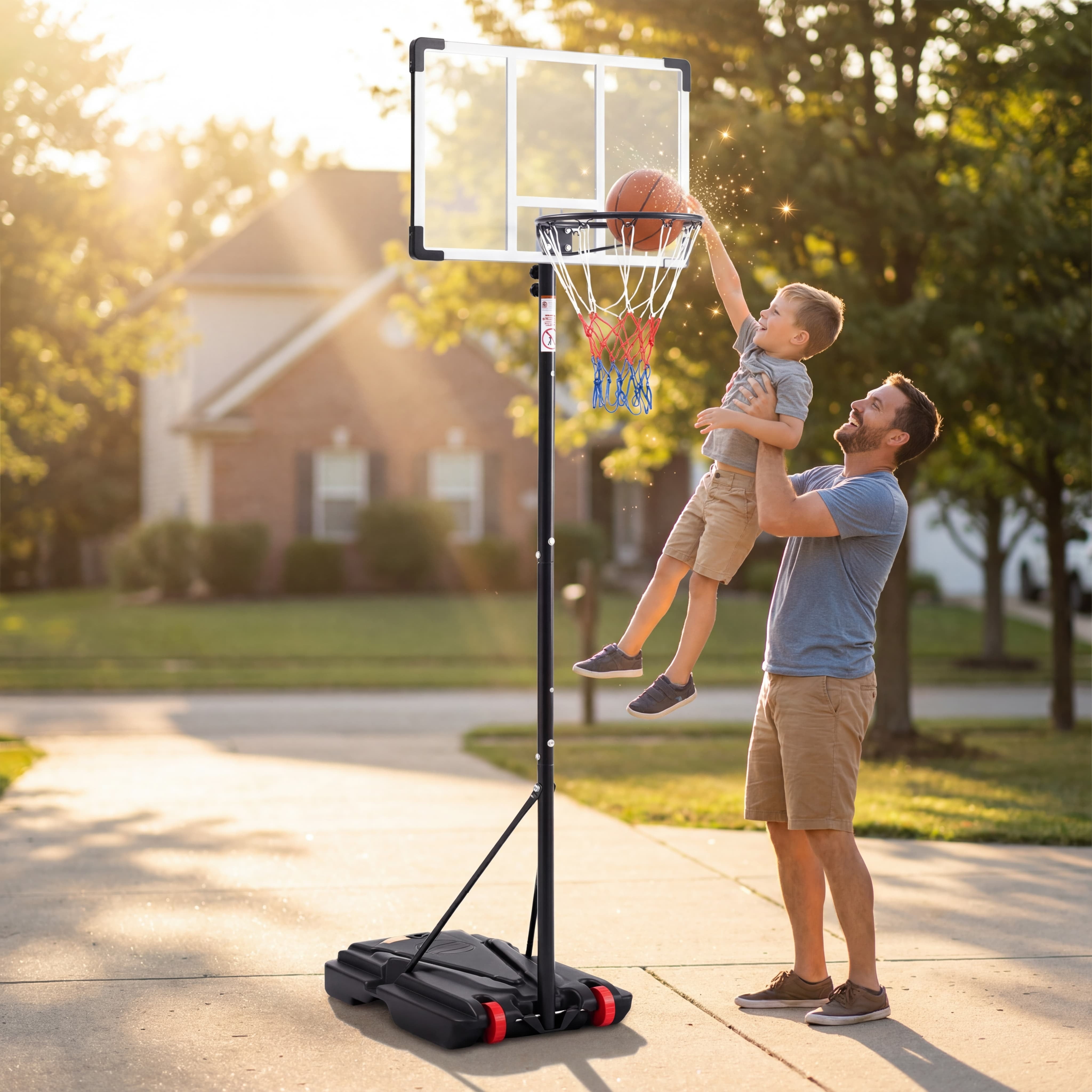 TrumanPick Portable Basketball Hoop Stand 5.1-8.5 Ft Adjustable Basketball Goal System for Kids Youth, White