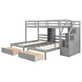 thumbnail image 6 of Twin over Twin&Twin Bunk Bed, Triple Bunk Bed with Drawers, Staircase with Storage, Built-in Shelves, Gray, 6 of 13