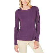 Karen Scott Women's Petite Button-Shoulder Sweater Purple Size Petite