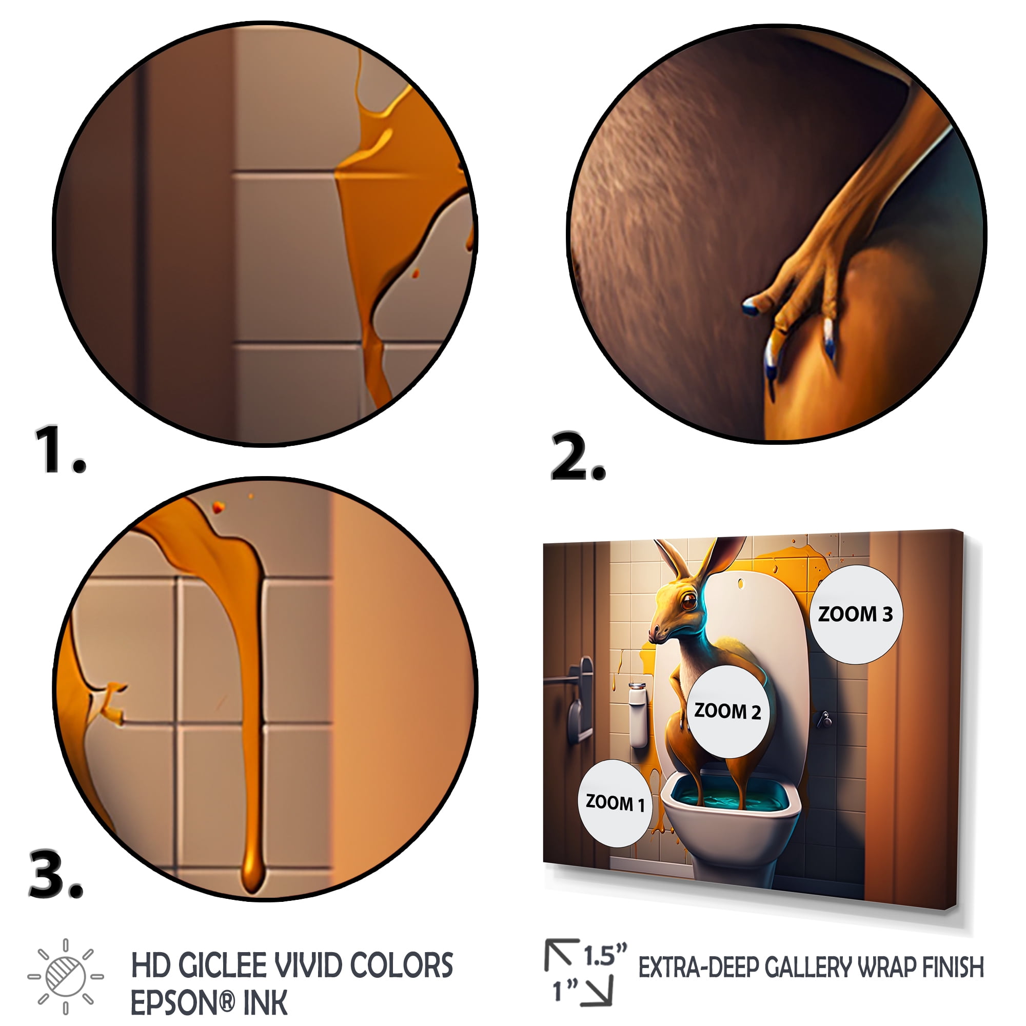 Designart Funny Kangaroo Going To The Dunny Canvas Wall Art