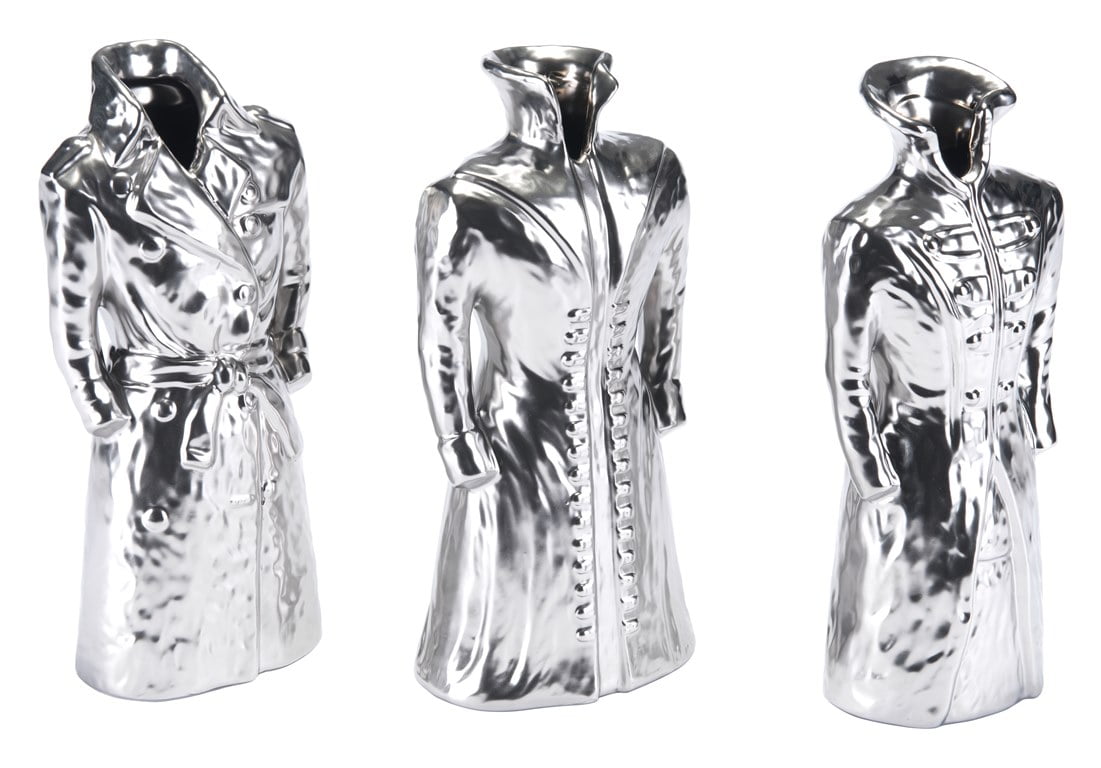 Download Modern Contemporary Decorative Figurine Object Figure, Set of 3, Matte Silver, Ceramic - Walmart ...