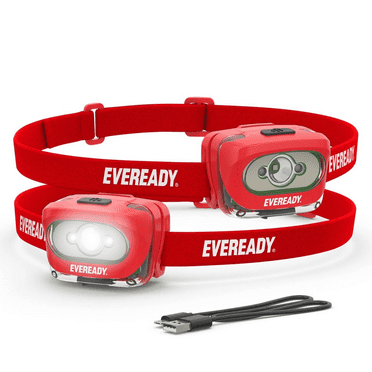 Eveready HDLLP LED Rechargeable Headlamps, 200 Lumen, White or Red Beam (2-pack)