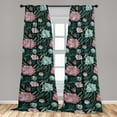thumbnail image 4 of Ambesonne Nature Curtains, Peonies Spring Artwork Retro, Pair of 28"x84", Reseda Green Soft Pink, 4 of 5
