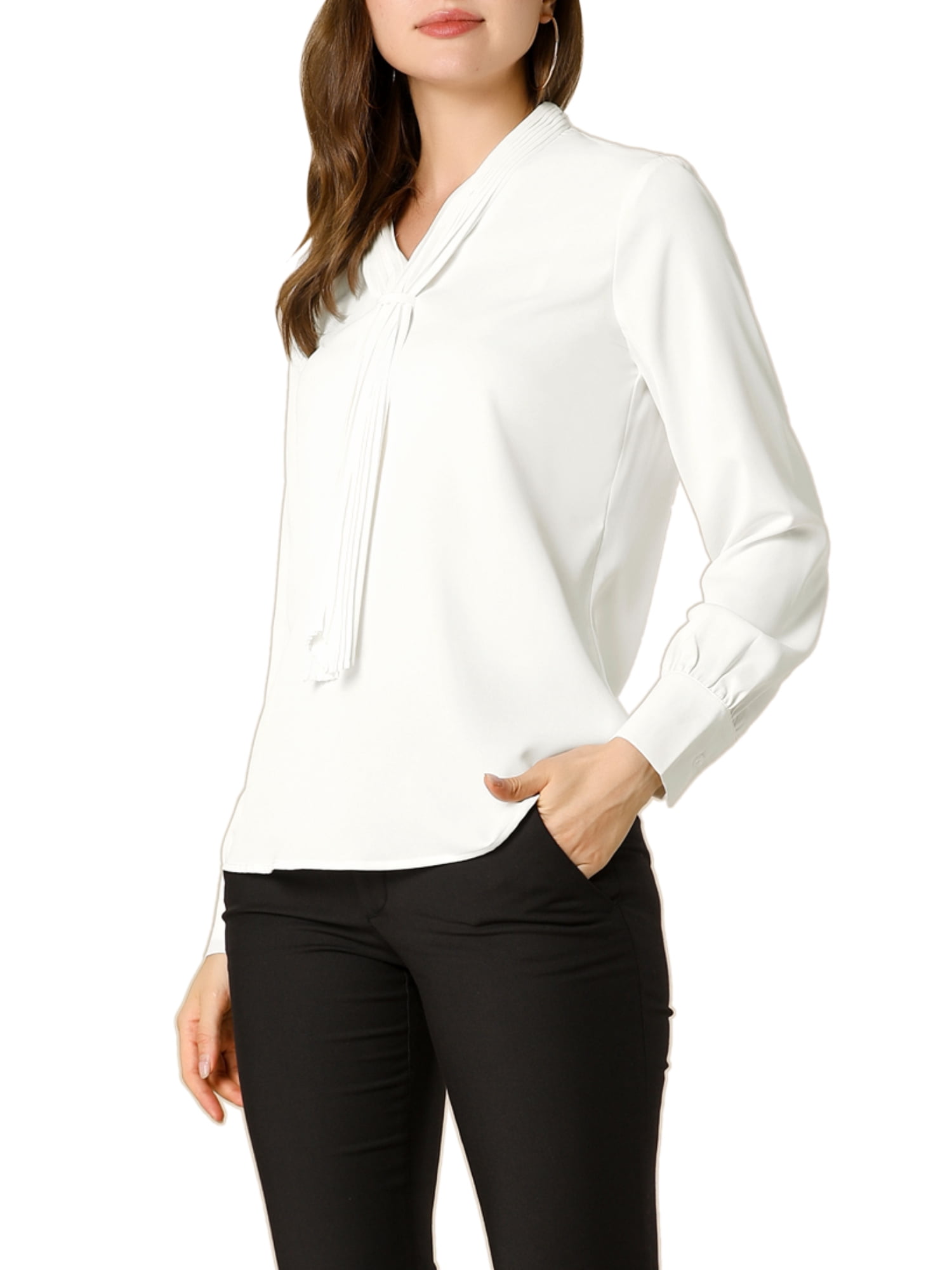 DARING DIVA Work Office Blouse Pleated Top Shirt S White