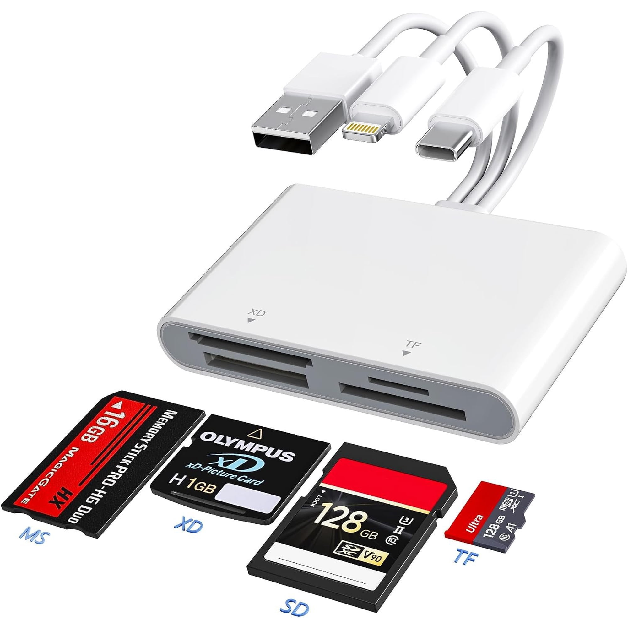 Memory Stick Pro Duo Adapter - XD Picture Card Reader for /USB C/A, 4 in 1 SD/TF/MS/XD Card Reader Adapter Cybershot Card Reader Support 17/16/15/14/13/12/11/Pad/PC/Android/Laptop