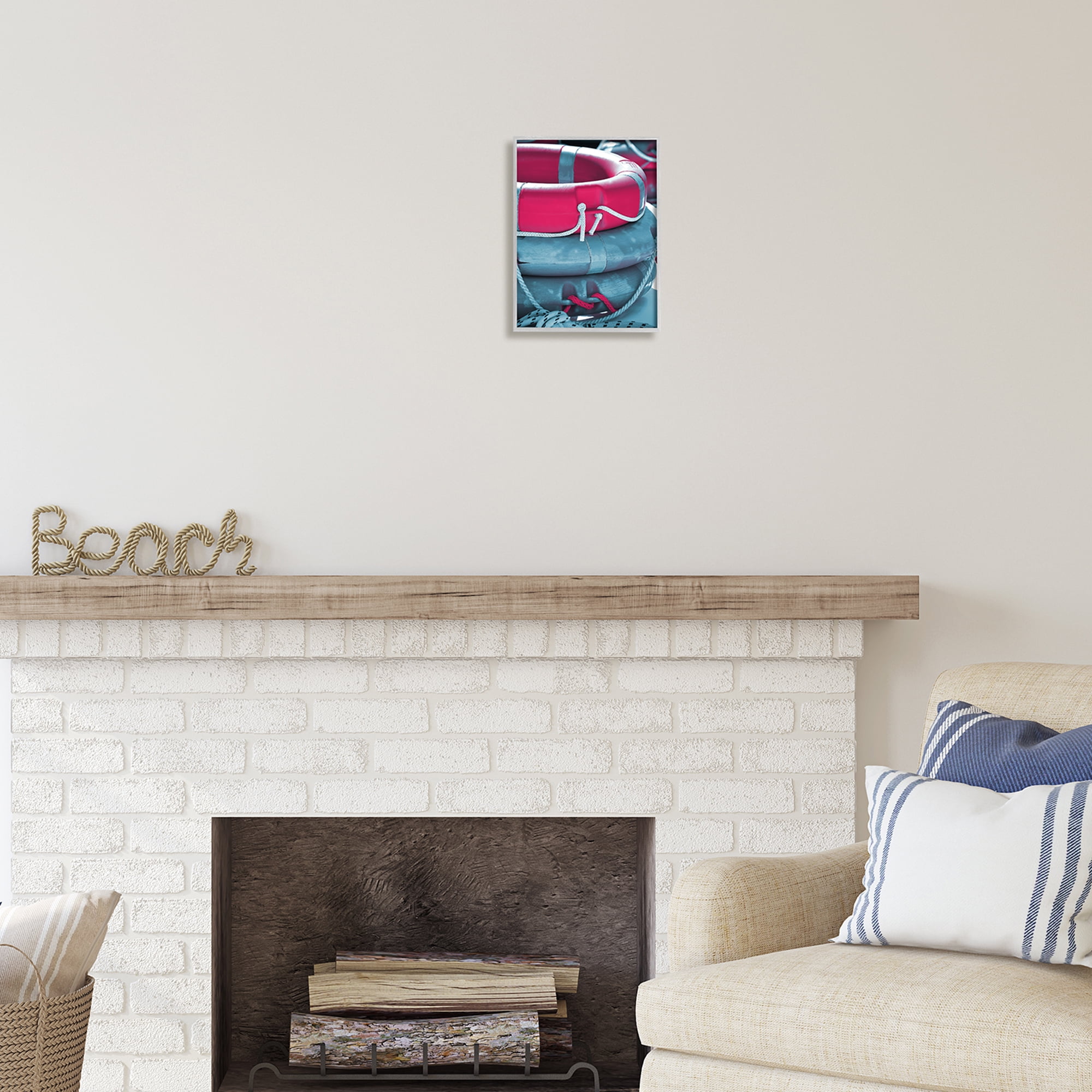 Stupell Industries Nautical Life Buoys Nature Photography Gray Framed Art Print Wall Art, 11 x 14