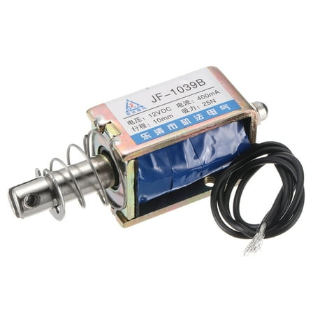 DC 12V 0.4A Solenoid Electromagnet Push Pull Type 25N 10mm Solenoid Actuator Open Frame Linear Motion JF-1039B