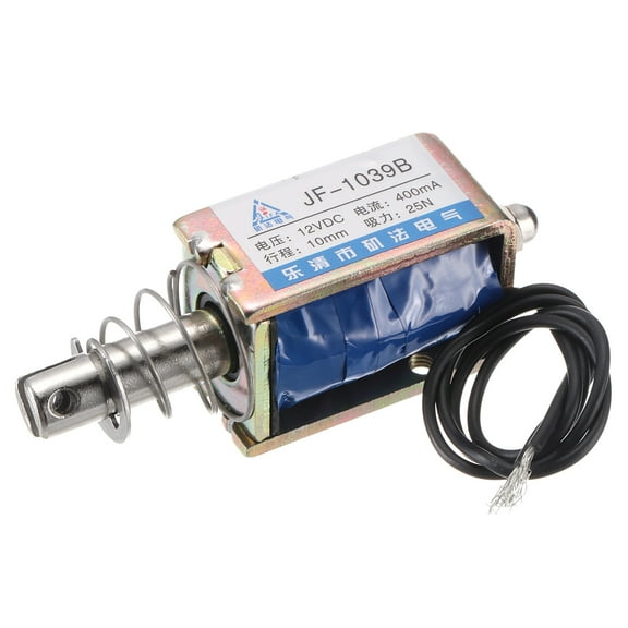 DC 12V 0.4A Solenoid Electromagnet Push Pull Type 25N 10mm Solenoid Actuator Open Frame Linear Motion JF-1039B