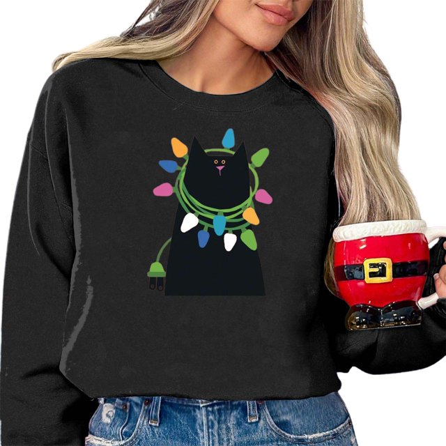 WEAIXIMIUNG Robe Chandail en Molleton Midi Décontractée Mode Mignonne Motif de Noël Col Rond Manches Longues Chandail à Capuchon