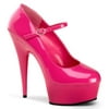 Womens Engaging Hot Pink Patent Mary Jane Pumps Dress Shoes with 6 Inch Heels