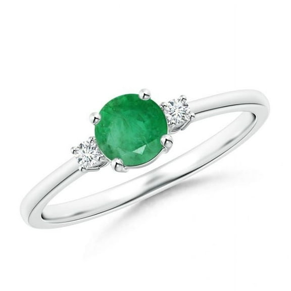Round Shape Green Emerald Band Ring Women 925 Sterling Silver May Birthstone Wedding Anniversary Gift Gemstone Jewelry