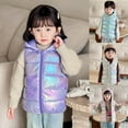 thumbnail image 3 of gcong Boys Girls Puffer Down Vest Metallic Shine Toddler Kids Hooded Zip Sleeveless Jacket Winter Coat Purple, 3 of 10