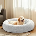 thumbnail image 5 of MCQ Round Dog Bed, Anti-Slip Fuzzy Pet Bed, Washable Cat Sofa Mat, Grey, 24 Inch, 5 of 6