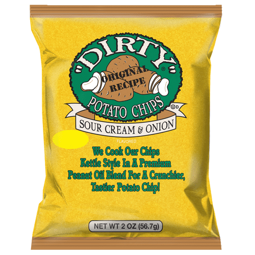 Dirty Potato Chips, Sour Cream & Onion Kettle Chips, 25 Count, 2 oz Bags