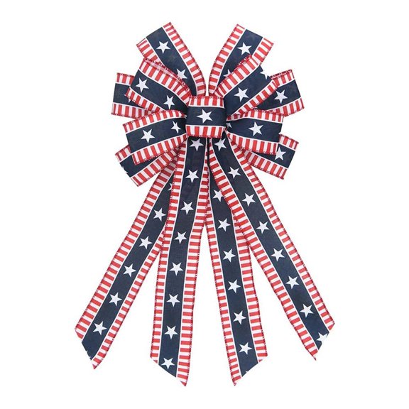250 Anniversary Patriotic Burlap Bows for Wreath, 4th of July Bows America Flag Memorial Day Wreath Bow Red Blue White Stars Stripes Bow Patriotic Décor Bows for Independence Day Party Decoration