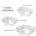 thumbnail image 4 of Queen Size Wood Floor Bed with Door & Fence, Montessori Bed Frame with Full Length Safety Guardrails, Wood Queen Bed with Slats, No Box Spring Needed-White, 4 of 8