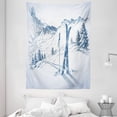 thumbnail image 1 of Winter Tapestry, Dramatic Landscape of Snowy Mountains Snow Boarding and Pine Tree, Wall Hanging for Bedroom Living Room Dorm Decor, 60W X 80L Inches, Dark Petrol Blue and White, by Ambesonne, 1 of 2