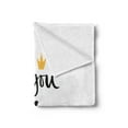 thumbnail image 2 of Saying Soft Flannel Fleece Throw Blanket, Ink Lettering You Are Modern Brush Calligraphy and a Crown on Top, Cozy Plush for Indoor and Outdoor Use, 70" x 90", Black White Yellow, by Ambesonne, 2 of 5