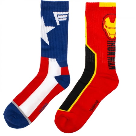 Captain America and Iron Man 2-Pair Pack of Crew Socks