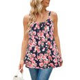 thumbnail image 1 of Charmo Womens Flowy Pleated Camisole Built in Bra Adjustable Straps Loose Tank Tops S-3XL, 1 of 6